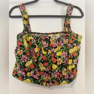 Aqua lemon pattern crop top size medium